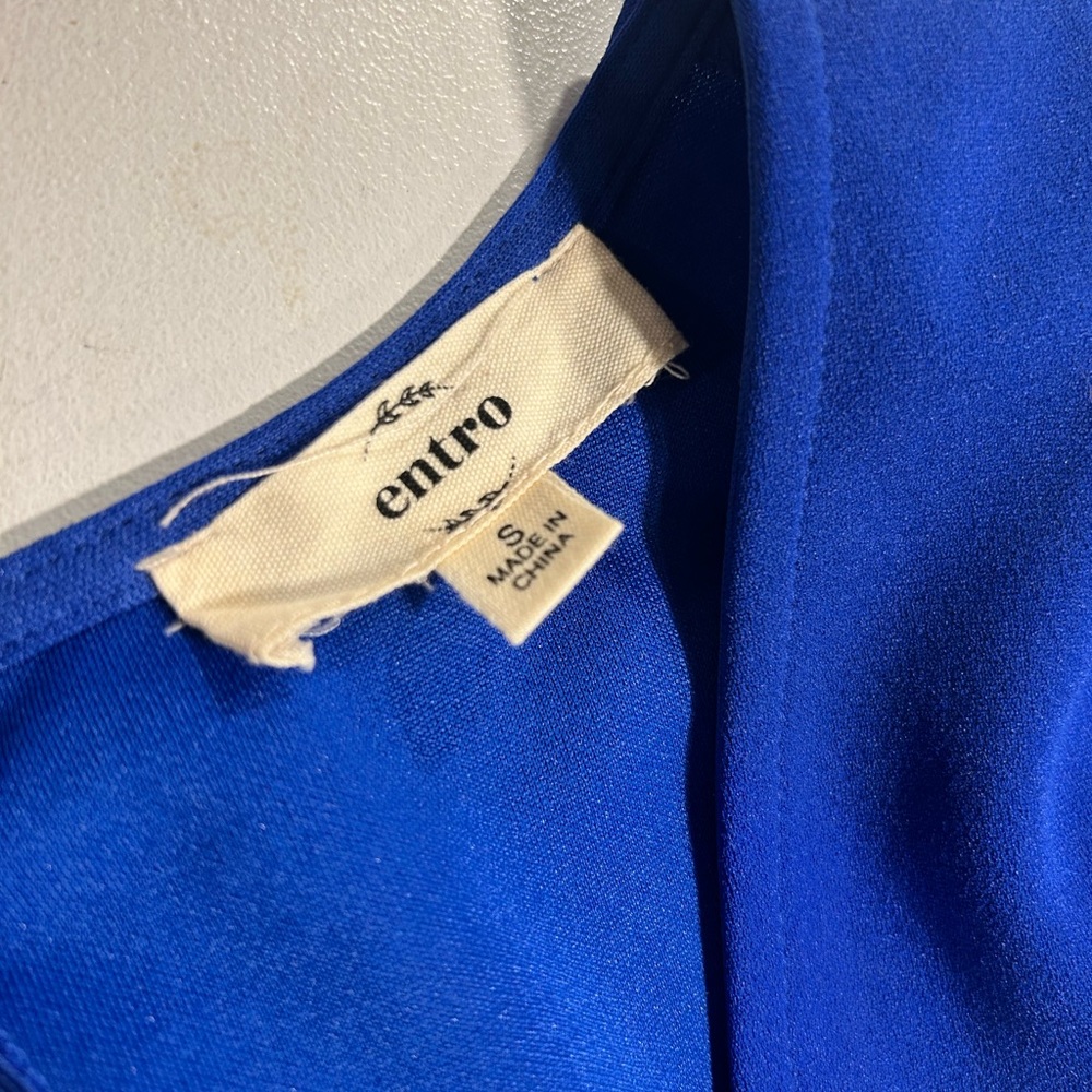 Entro Royal Blue Ruffle Sleeve V-Neck Dress Women’s Small - Picture 4 of 7